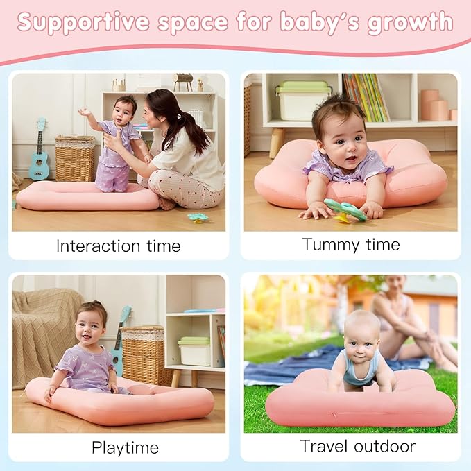Lucakuins Baby Lounger for Newborn, 0-24 Months, Bionic Design Infant Lounger for Home and Travel, Soft Organic Cotton, Newborn Babies Essentials Gifts (Pure Coffee)
