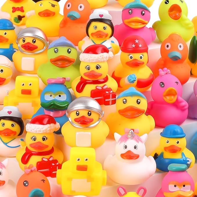 Umbresen Rubber Ducks Bath Toy in Bulk, Assortment Jeep Ducks for Jeep Ducking, Pool Rubber Ducky Floater Bathtub Toys Party Favors Birthday Gifts (100)