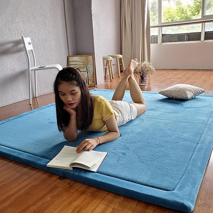 Coral Velvet MatArea Rugs,Yoga Mat Exercise Pads,children'sLarge Foldable Play Mat, Extra Soft Activity Floor Mat Playroom Bedroom-J-120 * 150cm