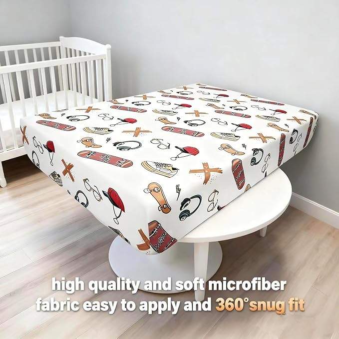 Pack and Play Sheets, 2 Pack Mini Crib Sheets for 38x26 Mattress, Stretchy Snug Fit Playard Fitted Sheet, Soft Breathable Cozy Material, Compatible with Graco Pack n Play for Baby and Toddler