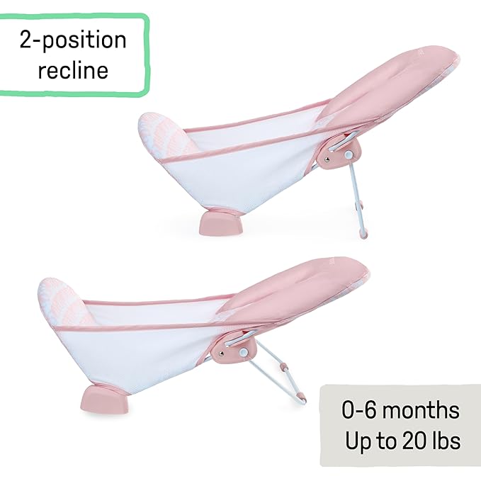 Ingenuity Tuckaway Toddler Folding Tub & Foldaway 2-Position Baby Bath Seat, Portable Bathtub for Travel, Adjustable Support for Sink or Shower, Easy to Clean, Ages 0-5 Years