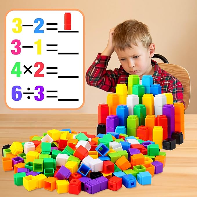 2000 Pcs Linking Cubes Math Educational Counting Toy Connecting Counting Blocks Manipulatives Learning Activities Toys for Kindergarten Homeschool Preschool Supplies