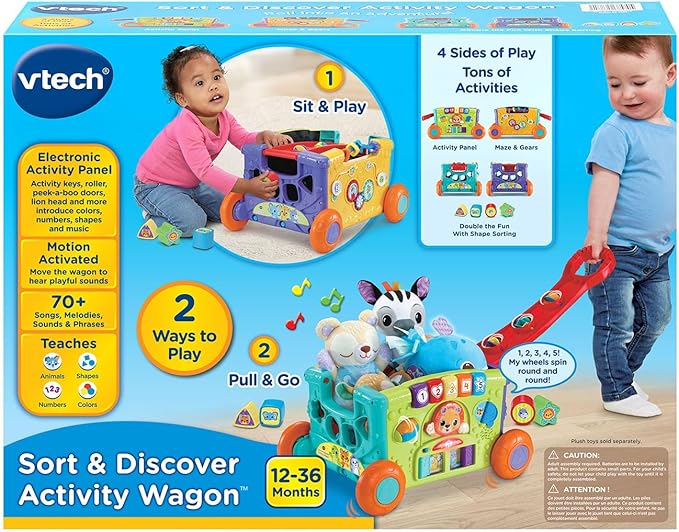 VTech Sort and Discover Activity Wagon for Toddlers, Red