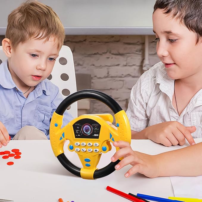 TOYANDONA Steering Wheel Toy for Kids Toy Steering Wheel Simulated Driving Controller Electric Early Learning Educational Toy Pretend Driving Seat for Children Boys and Girls
