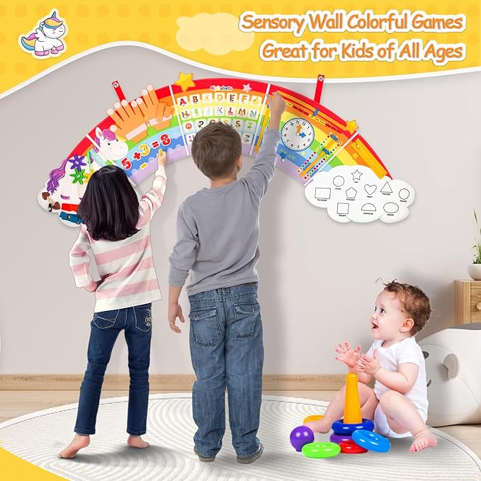 Montessori Sensory Wall Busy Board - Sensory Wall Panel for Kids, Toddler Felt Activity Book Board Toys for 3-6, Activity Cube, Daycare Educational Learning Toys