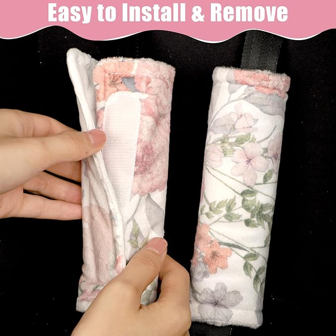 Car Seat Cover Baby, HNHUAMING Infant Car Seat Covers Canopy, Infant Car Seat Insert, Baby Car Seat Head & Body Support for Newborn, Car Seat Strap Pads for Baby Kids, Pink