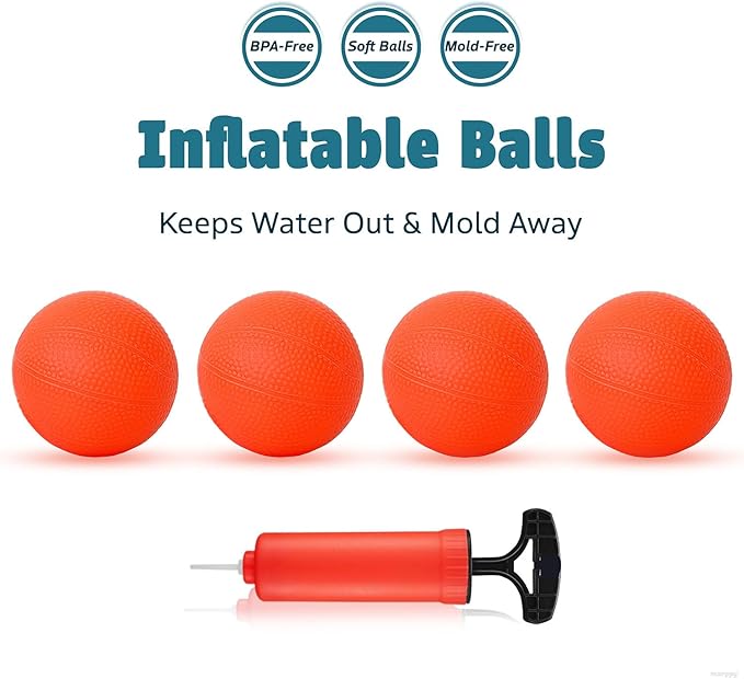 MARPPY Bath Toys - Bathtub Basketball Hoop for Toddlers Kids | Suction Cups Baby Mini Basketball Hoop with 4 Soft Balls | Fun Bath Toy for Boys and Girls