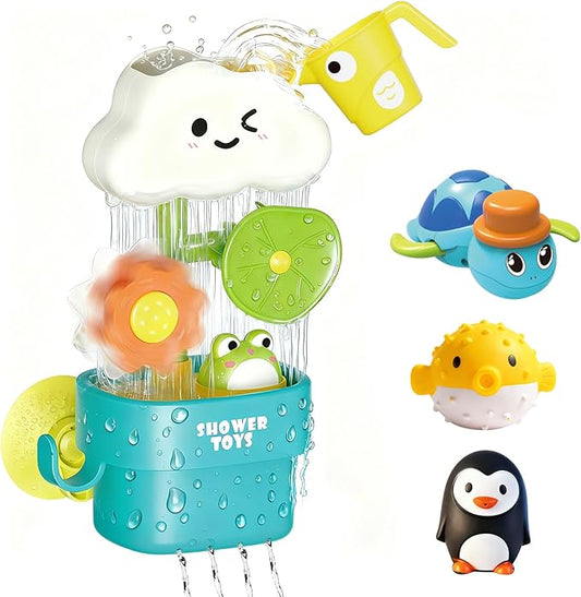 Sitodier Bath Toys for Toddlers 1-3,Baby Waterwheel Bathtub Toy with Suction Cup,Kids Bath Tub Shower Playset,Infant Bathtime Fun Xmas Birthday Gift for 12-18 Months 1 2 3 4 Years Old Baby Girls Boys