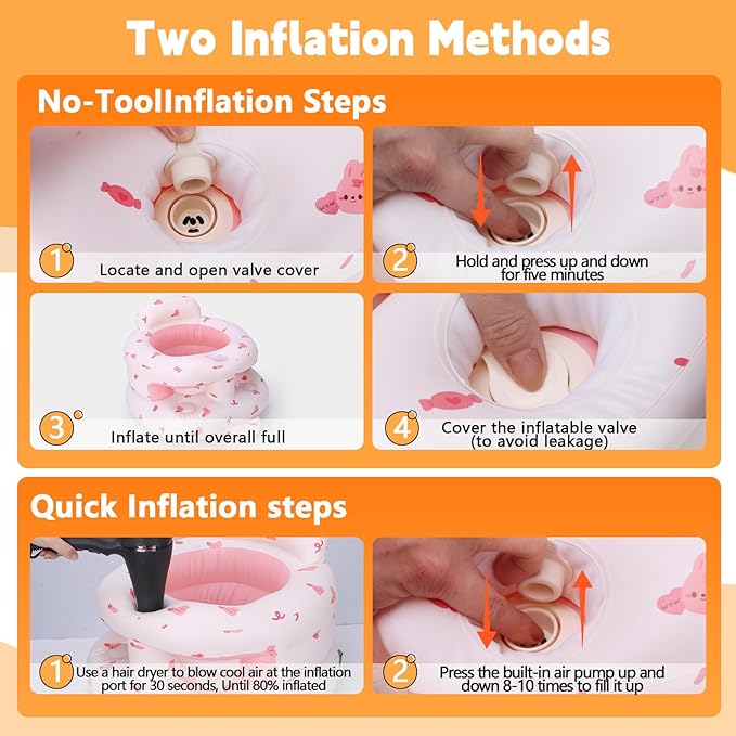 Inflatable Baby Seat for Babies 3 Months & Up, Inflatable Baby Support Seat for Sitting Up, Toddler Baby Floor Chair with Built in Air Pump, Upgrade Water Injection Function, More Stable (Color#03)