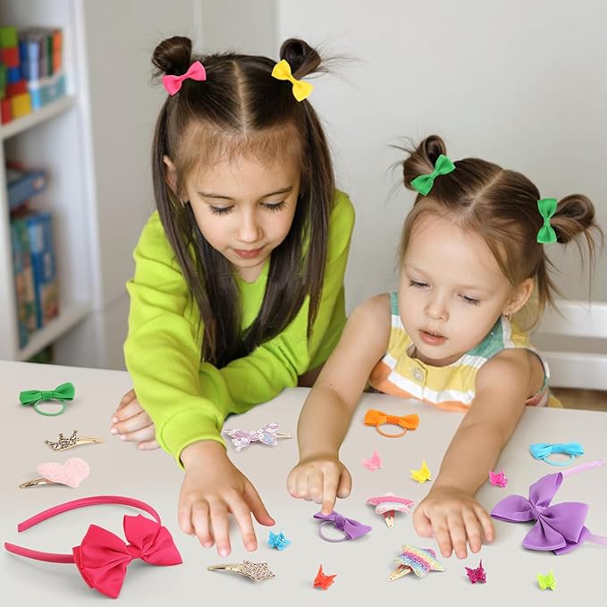Little Girl Hair Accessories Set for Girls 4-6, Toddler Hair Bows for Kids Ages 4-8 8-10, Headbands Head Bands Hairbands Hair Stuff for 4 5 6 Year Old Young Girls 6-8, diademas para ninas Bow Gift Set