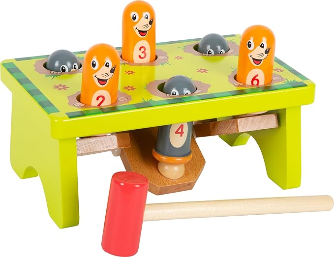 Small Foot Mole 11162 Knock Bench 100% Certified Wood Robust Hammer Game from 18 Months