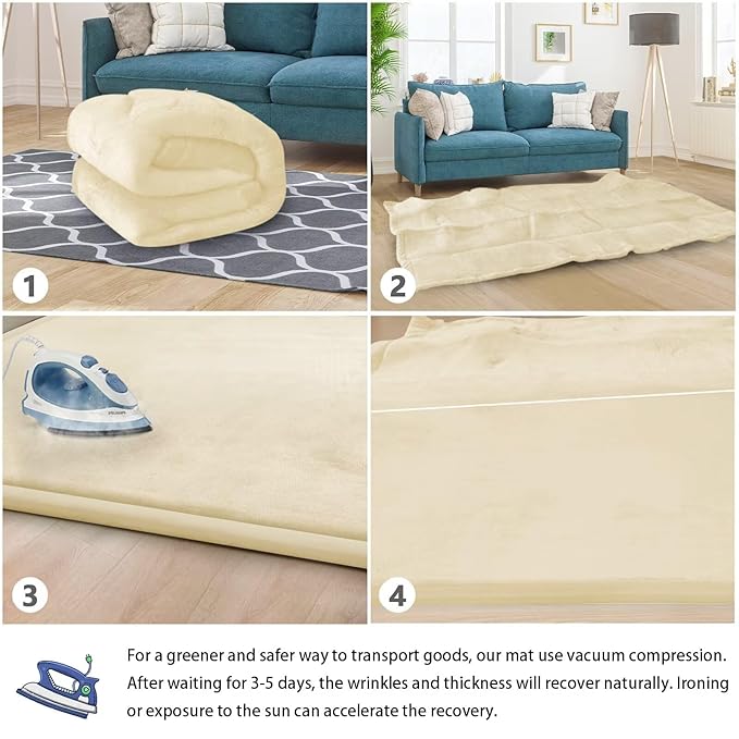 Baby Play Mat for Floor Nursery Rug Muscle Mat Area Rug Playroom Rug 47"x47" Playpen Mat Memory Foam 1.3" Thick Crawling Mat for Babies,Toddlers, Infants, Kids,Light Beige