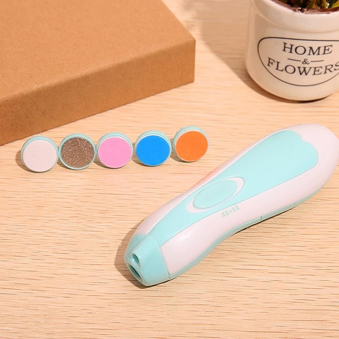 Electric Nail Clipper, 6 in 1 Electronic Baby Nail Clipper File Safe Grinding Heads Nail Trimmer Set for Newborn Manicure (A)