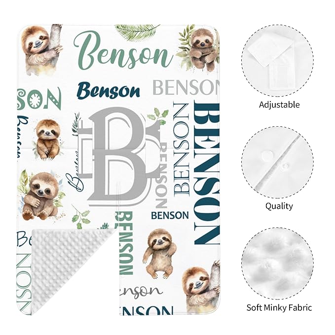 Personalized Winter Car Seat Covers for Babies with Name Sloth Minky Baby Car Seat Cover for Boys Girls Custom Infant Carseat Covers Baby Blanket Nursing Cover Breastfeeding Scarf