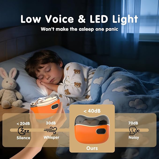 Bestkid Electric Nail File Baby with Polishing, 2-Speed Safety First Automatic Infant Nail Clipper with LED Light & Nail Craps Storage, Orange Smart Finger Nail Trimmer for Kids Adults Caregivers