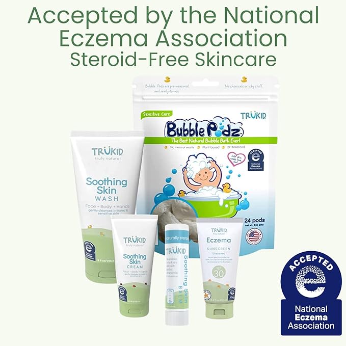 TruKid Kids Body Wash, Unscented Face, Body & Hand Wash for Delicate Skin - NEA-Accepted for Eczema – Dermatologist Tested, Non-Toxic, Tear-Free Baby Bath Essential, 8 fl oz
