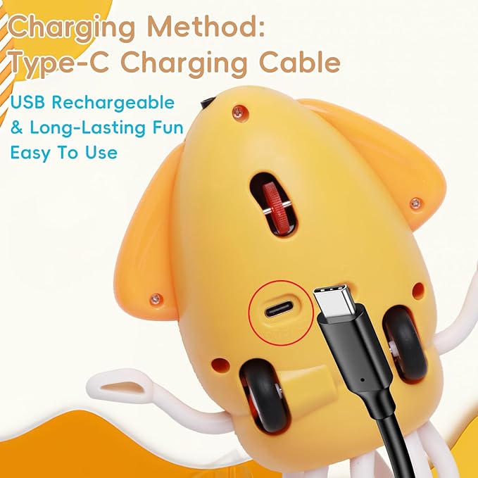 DYALE Dancing Squid Baby Toy, Dancing Music Squid Baby Toys for Ages 3 and Up for Kids,Yellow