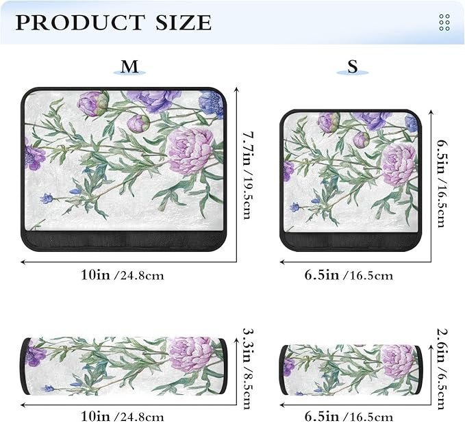Car Seat Belt Pads 2 Piecing Soft Baby Seat Shoulder Strap Cover for Women Men Kids S Florals Peonies Violet Peonies White