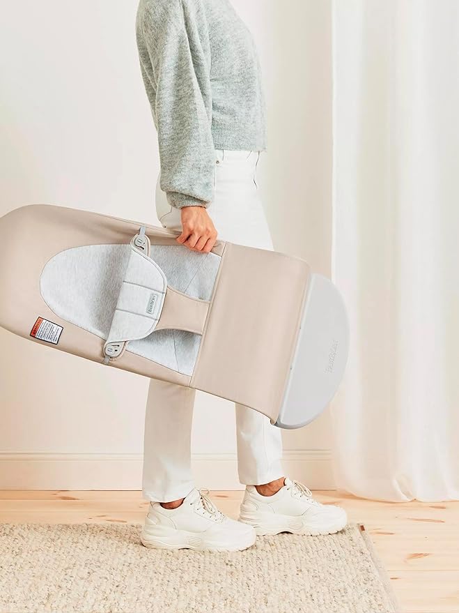BabyBjörn Bouncer Balance Soft, Beige/Gray, Woven/Jersey | 2-in-1 Adjustable Baby Bouncer Seat and Toddler Chair, Newborn to Toddler (8-29 lbs), 4 Positions, Lightweight & Portable