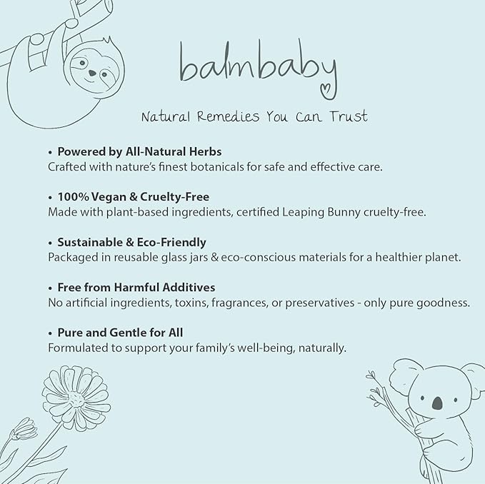 Balm Baby Natural Baby Teething & Calming Tincture - Calms, Soothes Gums and Discomfort – Vegan - Glass Bottle with Glass Dropper (4oz)