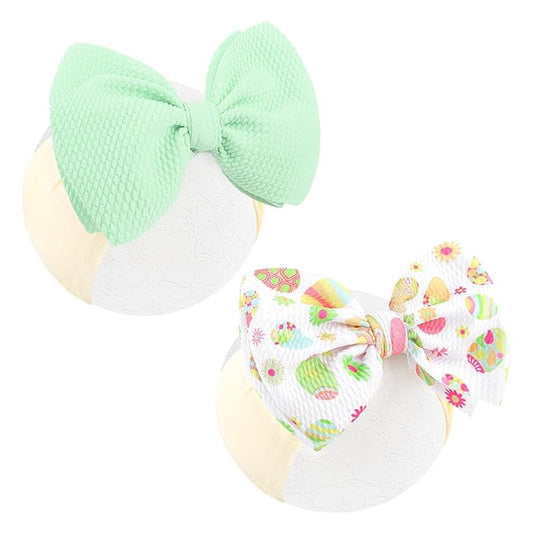 Easter Hair Bows for Girls Infant Headbands Easter Egg Big Bows Bunny Bow Hair Accessories Baby Girl Headbands with Bows Infant Easter Gift