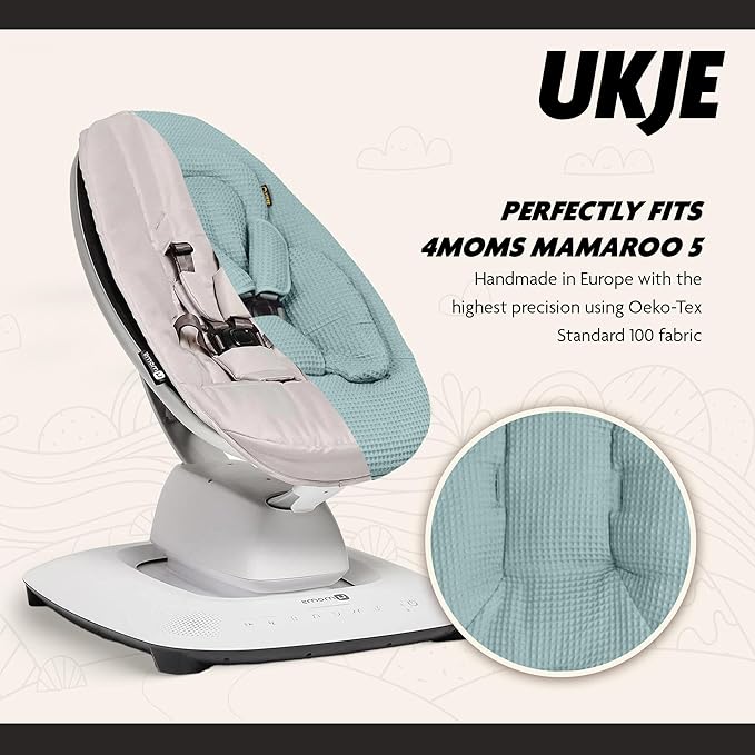 Ukje Swing Insert Rocker Cover Compatible with 4moms mamaRoo 5 Rockaroo Swing, Swing Accessories with Reversible Design, Easy to Install, Handmade in Europe - Jade