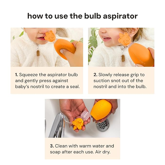 oogiebear: Baby Nasal Aspirator - Safe Booger & Earwax Remover for Newborns, Infants, Toddlers - Better Syringe, Airtight Suction, Nose Sucker - Essential Baby Stuff, Diaper Bag Must-Haves, Orange
