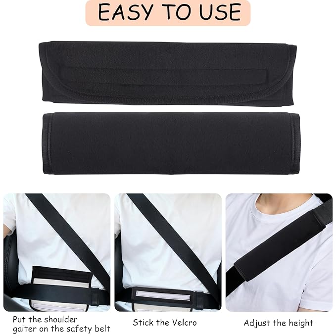 Guirnd 2 Pack Car Seat Strap Pads, Universal Soft Car Seat Strap Covers for Baby Toddler Kids, Car Seat Shoulder Strap Pads for Stroller, Pushchair, High Chair (Black)