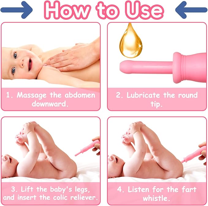 uhfi Gas and Colic Reliever for Babies, 20 Count Natural Solution Effective Instant Constipation Gas Relief for Babies Boys Girls Colic and Gas Relief, Pink