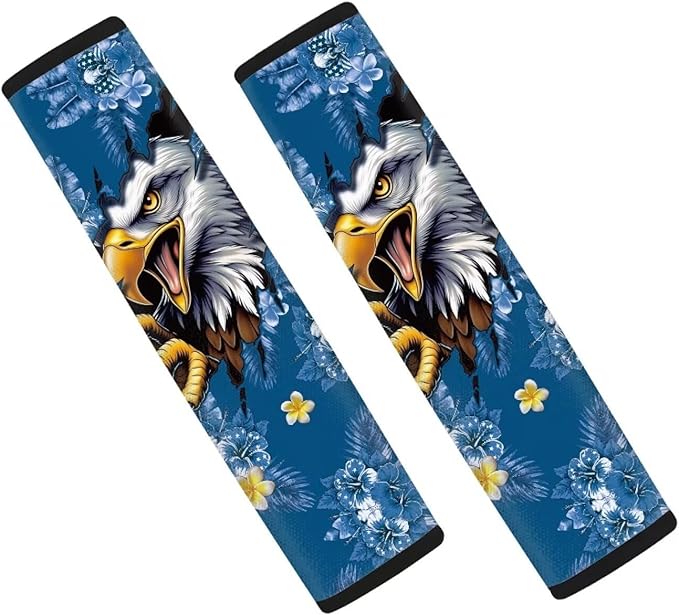 AFPANQZ Eagle Tropical Flowers Safety Seatbelt Cover Kit Car Auto Seat Belt Pads Covers Comfortable Driving Car Seats Accessories Backpack Bags Strap Pads Covers