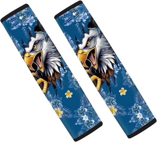 AFPANQZ Eagle Tropical Flowers Safety Seatbelt Cover Kit Car Auto Seat Belt Pads Covers Comfortable Driving Car Seats Accessories Backpack Bags Strap Pads Covers