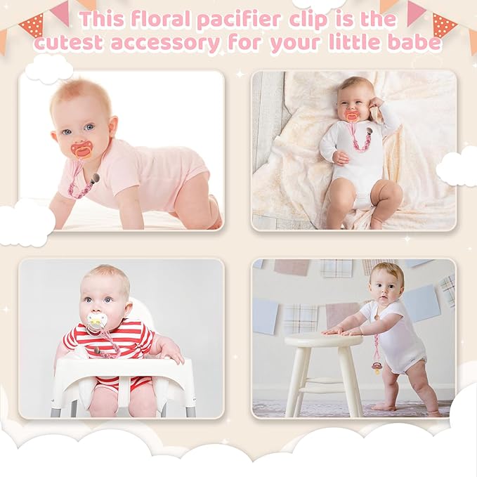 Boho Pacifier Clip for Boys Girls Pacifier Holder Leash Wooden Clips Handmade Braided Cotton Unisex Baby Shower Birthday Gift Christmas Gift