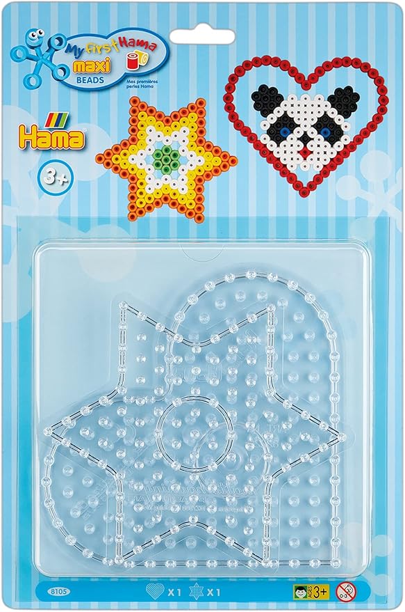 Hama - Blister Pack of 2 Plates: Heart and Star for Ironing Beads Size Maxi - Creative Activities 8105 Transparent