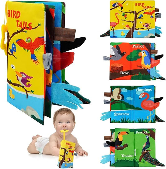 Baby Cloth Book Toys with Tails, Stroller Soft Toys for Infant Baby 0-18 Months (Flying Animals)