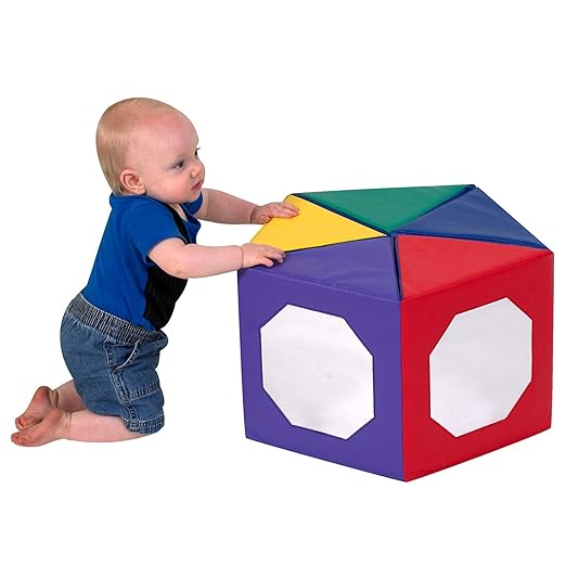 Children's Factory Multi-Image Mirror Pentagon, CF332-130, Primary, Baby Playroom, Daycare or Preschool Sensory Activity, Infant Tummy Time Play Shape