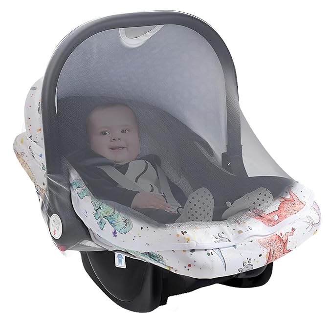 Baby Car Seat Cover, Infant Carrier Canopy for Boys Girls with Two Way Zipper Windproof 3 Modes with Extra Large Mesh Window for Stroller Car Seat (Style 1)