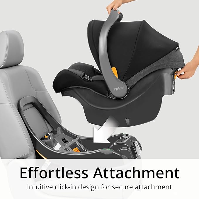 Chicco KeyFit 35 Zip ClearTex Infant Car Seat and Base, Rear-Facing Seat for Infants 4-35 lbs., Zip-Open Privacy Shield, Compatible with Chicco Strollers | Obsidian/Black