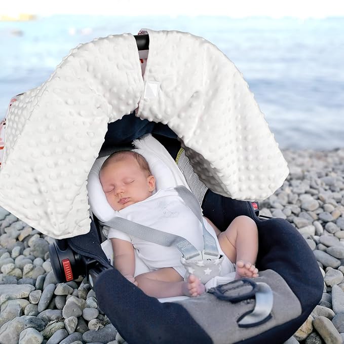 Baby Car Seat Cover, Breathable Infant Carseat Cover for Summer Peekaboo Opening Car Seat Canopy Cover, Nursing Cover for Baby Boys Girls (Rainbow)