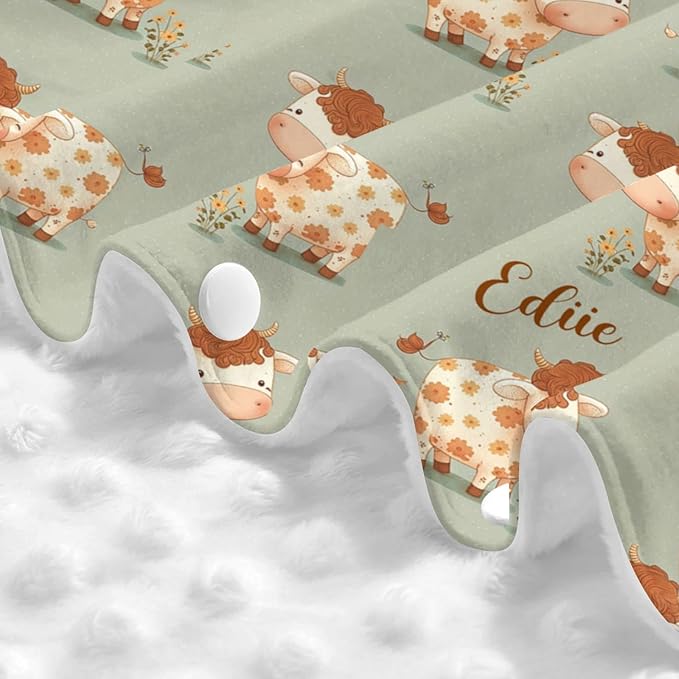 Personalized Baby Car Seat Canopy for Babies with Name, Custom Car Seat Covers for Boys Girls, Infant Opening Minky Nursing Breastfeeding Stroller Cover Carseat Canopies for Newborn (Cute Cow Floral)