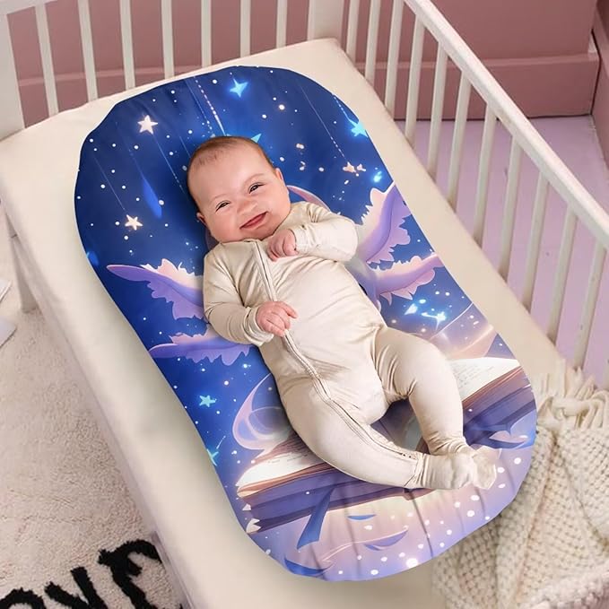 Axolotl Baby Lounger Cover, Moon Stars Infant Newborn Lounger Covers 31.5'' x 21.3'' Soft Breathable Baby Nest Slipcover for Boys Girls