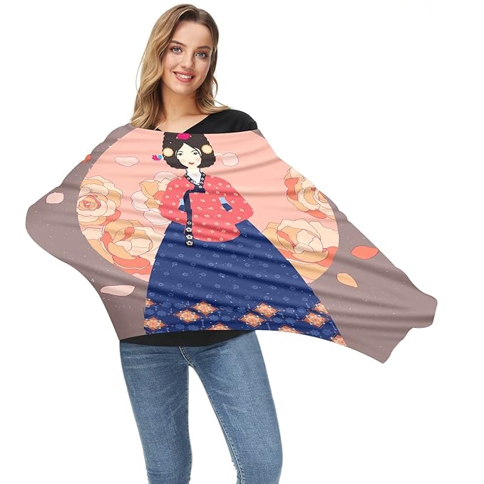 Baby Car Seat Stroller Covers Lady in Hanbok Traditional Korean Women Nursing Cover Breastfeeding Scarf Soft Breathable Stretchy Coverage Carseat Canopy Cover for Boys and Girls Multi Use Baby
