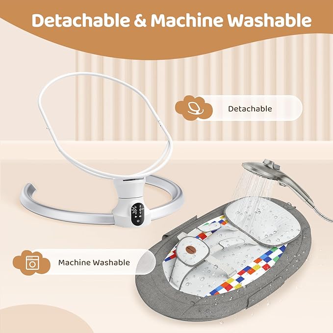 Baby Swings for Infants - Exclusive App & Bluetooth Function, Electric Baby Swing with 5 Point Harness & 5 Sway Speeds, 10 Preset Lullabies, Portable Infant Swing for Indoor/Outdoor(Dark Gray)