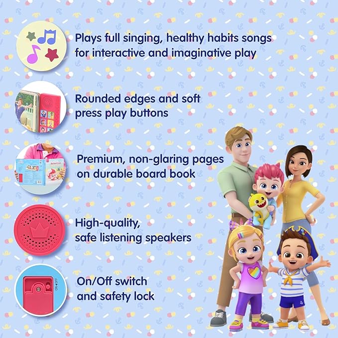 Bebefinn Healthy Habits Songs Musical Sound Book for Toddlers 1–3 | 10 Buttons, 10 Songs Interactive Learning Toy by Pinkfong