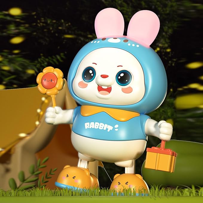 shenruifa Musical Dance Bunny Toy Heads Up Training Electronic Dancing Bunny Toy for Home Outdoor (Blue)
