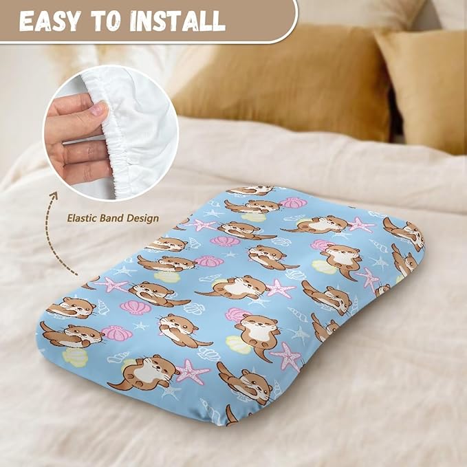 Sea Otter Longer Pillow Covers for Baby Boys and Girls Starfish Shells Baby Lounger Cover Soft Comfortable Newborn Infant Nest Slipcover 31.5 X 21.3 Inch