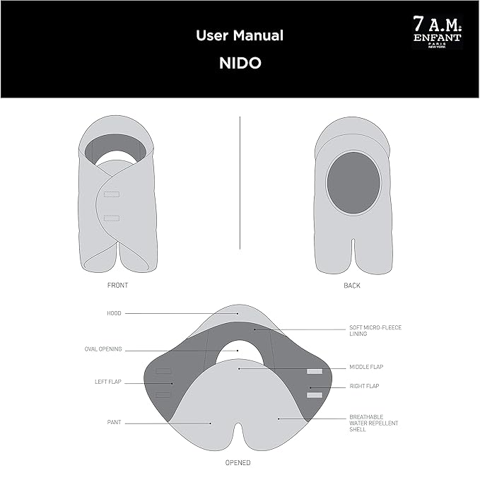 7AM Baby Car Seat Blanket - Multifunctional Car Seat Cover for Baby Boy & Girl, Winter Stroller & Car Seat Swaddle Blankets for Babies, Soft Micro-Fleece & Plush Lined Carseat Cover | Nido (Large)