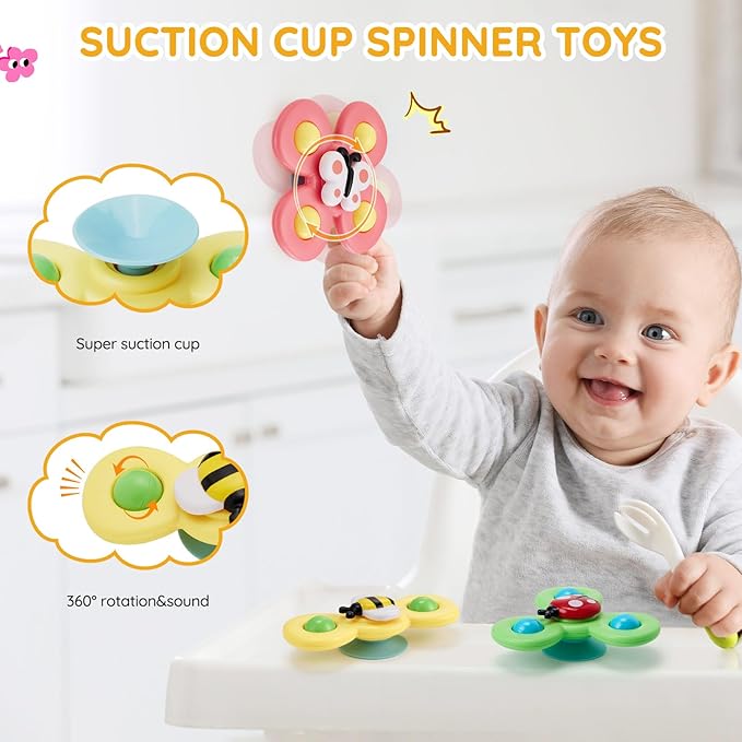 VoMii Baby Toys 6-12-18 Months, Montessori Toys for Babies Newborn Teether Sorting Stacking Blocks Spinner Toy Activity Cube Sensory Toy for Toddlers 1-2-3 Years