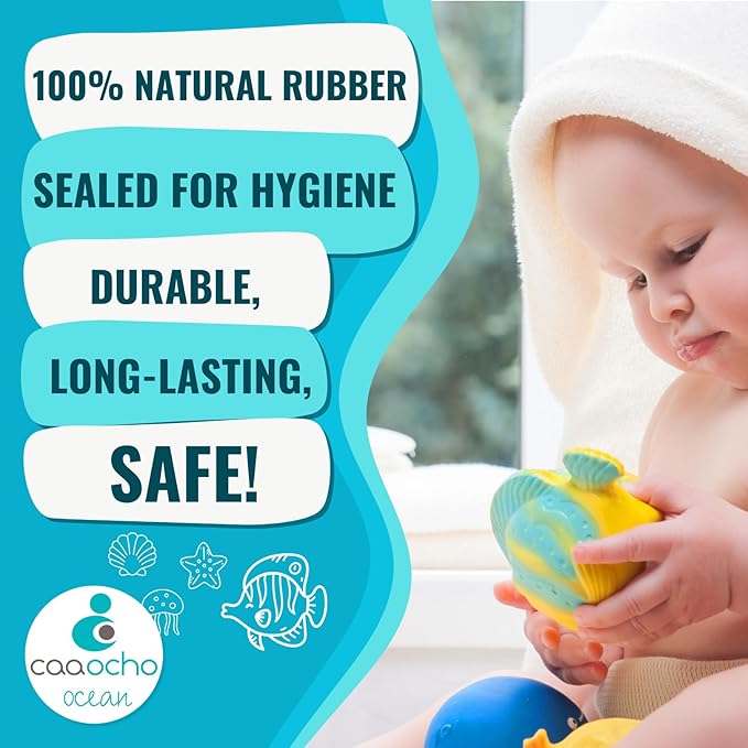 CaaOcho Pure Natural Rubber Bath Toy - La The Butterfly Fish Baby Toy - Hole Free Bath Toys, BPA Free Bath Toys for Infants, Without Holes Sealed Natural Rubber Baby Toy