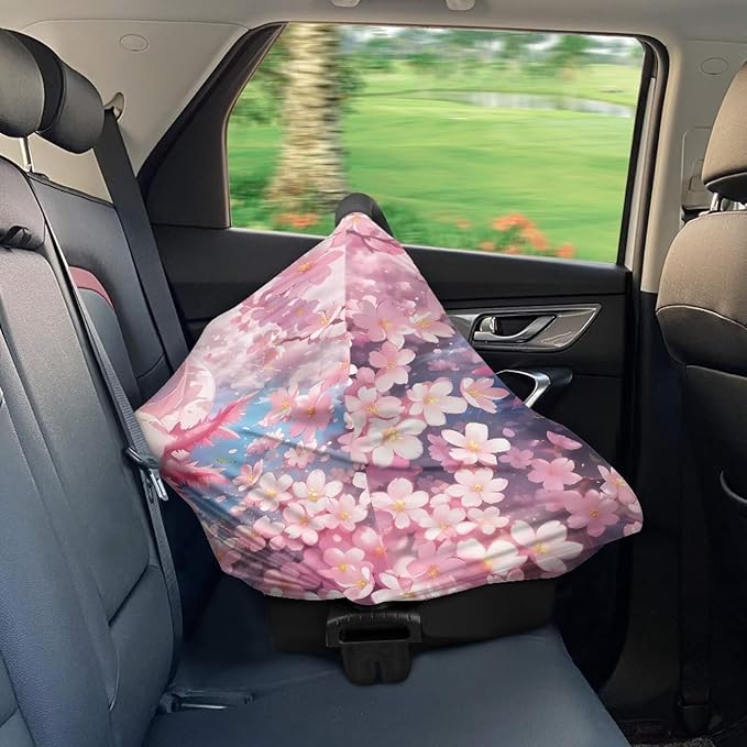 GIFTPUZZ Pink Axolotl Car Seat Cover for Girls and Boys, Stretchy Ultra Soft Carseat Canopy, Nursing Cover Breastfeeding Cover, Grocery Cart Cover, High Chair Cover Multi- Use Cute