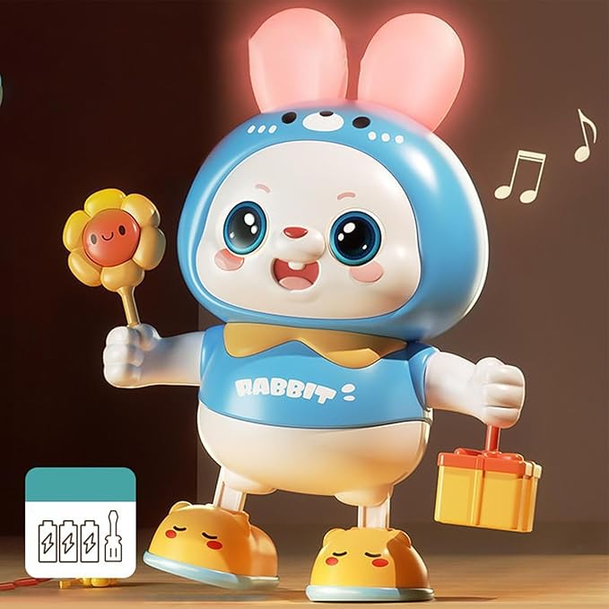 shenruifa Musical Dance Bunny Toy Heads Up Training Electronic Dancing Bunny Toy for Home Outdoor (Blue)